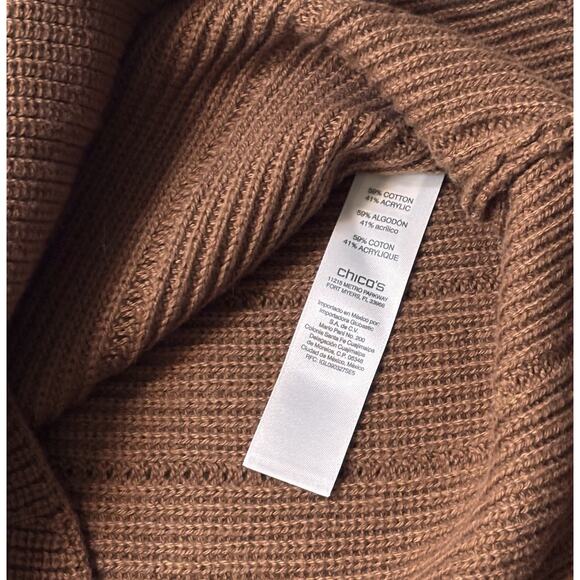 Chico's Ribbed Key Hole Turtleneck Sweater Extra Small Long Sleeve Brown XS - Picture 7 of 7